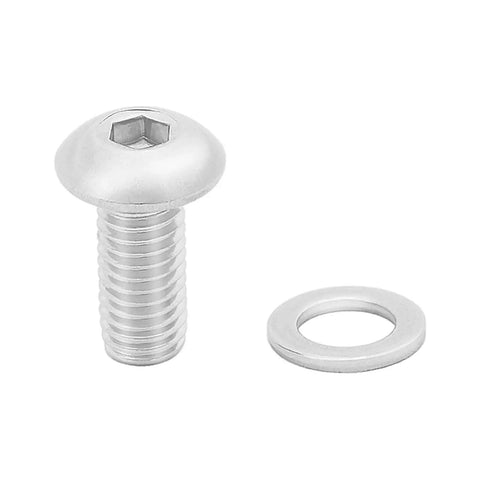 Durable Stainless Steel Water Bottle Cage Bolts With Washers M5x12mm shown with hex socket head and separate washer in close-up