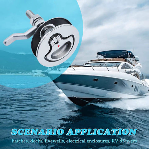 Marine grade 316 stainless steel cam latch with back plate and adjustable arm delivers secure, flush hatch access on yacht