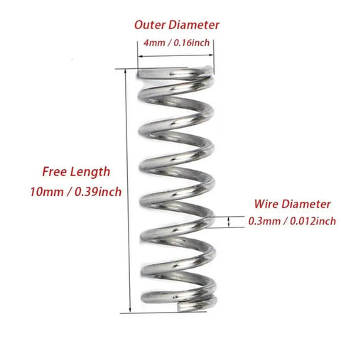 150 Pack Of Stainless Steel Compression Springs For Small Gadgets, 0.3mm Wire Diameter, 4mm Outer Diameter, 10mm Free Length