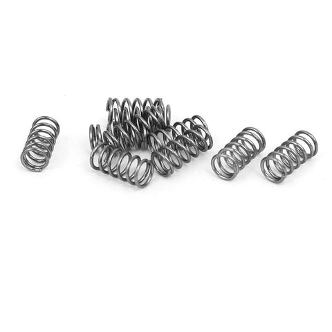 304 Stainless Steel Compression Spring 5mm O.D., 0.6mm Wire, 10mm Free Length, Silver Tone, 10 Pack for Electronics, Mechanical DIY.