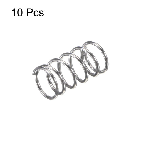 Stainless Steel Compression Spring 8mm OD 0.8mm Wire 9mm Compressed Length 15mm Free Length 11.8N Load 304 Stainless For DIY Projects Pack Of 10