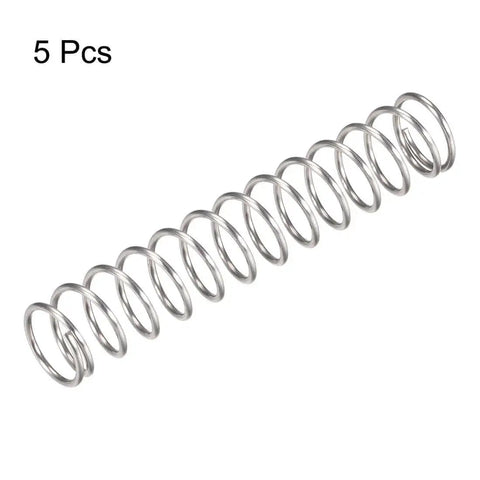 Heavy Duty Compression Spring Set In 304 Stainless Steel, 18mm Outer Diameter, 1.6mm Wire, 50mm Compressed Length, 100mm Free Length, 66.4N Load Capacity, Silver Tone, Pack Of 5 For Industrial Tools, DIY Projects And Electronics