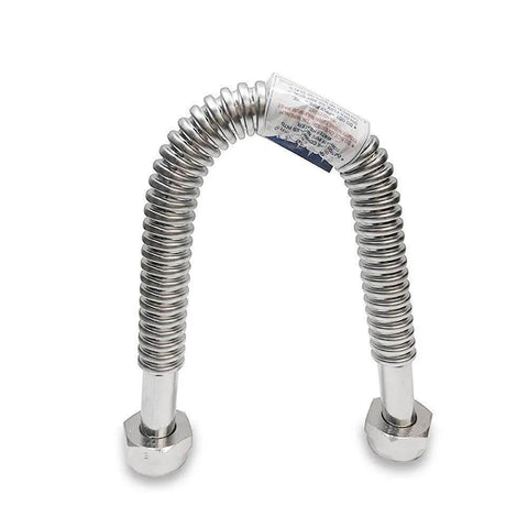 2 Pack Heavy Duty Stainless Steel Corrugated Water Flex Connectors With Extra Thick Washers For Water Heaters Lead Free Tankless Water Heaters And Water Softeners 18 Inch By 1 Inch FIP 125 PSI Rated Flexible Swivel Nut For Easy Kink Free Installation.