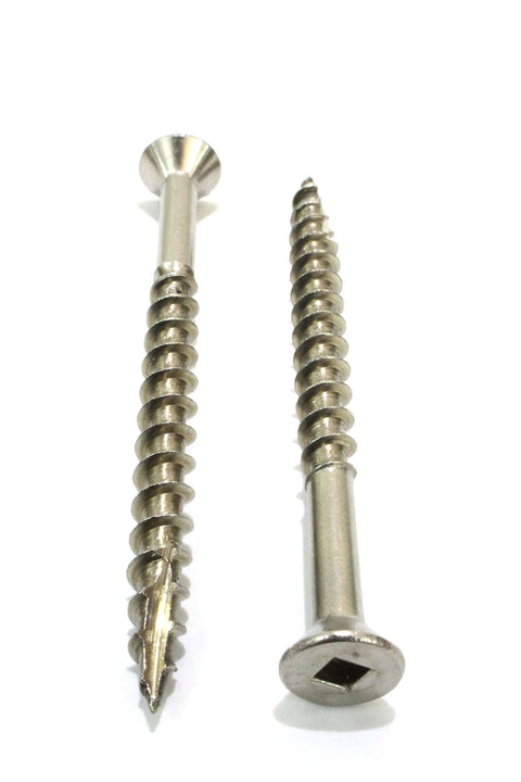 #10 x 2-1/2 Inch Stainless Steel Deck Screws, 18-8 305 Grade Square Drive Screws with Type 17 Wood Cutting Point