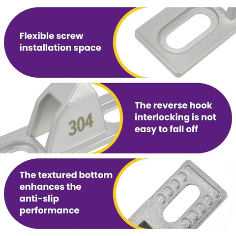 Sliding Door Keeper Set 2 Pcs 304 Stainless Steel Glass Door Lock with mounting screws, friction bump design detail view.