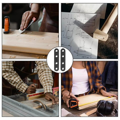 ✝️ 12 PCS 2.99'' x 0.63'' Stainless Straight Flat Brackets, Black Flat Metal Brace Bracket, Support Flat Metal Brace for Wood Furniture, Mending Plate Connector Joining Bracket for Fence,48 Screws designed for smooth motion and stable alignment in, shown in a woodworking context.
