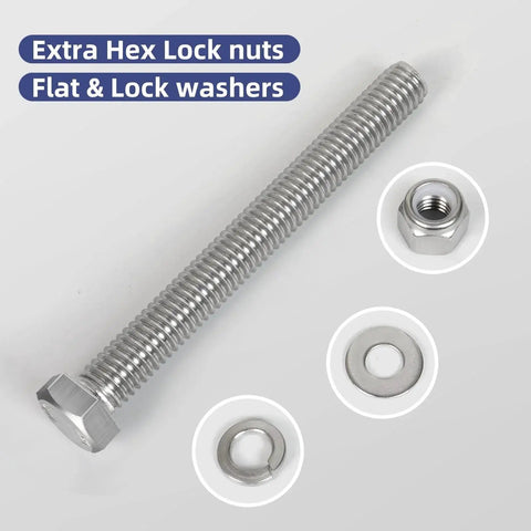 3/8-16 X 2 Inch Hex Bolts Kit With Lock Nuts Flat Washers And Lock Washers In 304 Stainless Steel for heavy-duty use