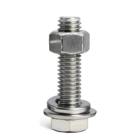 1/4-20 x 1-1/4 Inch Hex Bolts and Nuts Kit With Flat Washers, Stainless Steel 304, fully threaded bolt assembled