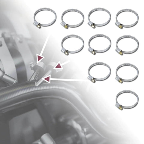 10 Pcs Narrow 9mm Stainless Steel Adjustable Hose Clamp 40 To 60mm HC40 To 60 Pack Durable Rust Resistant With Toothed Design And Smooth Edge