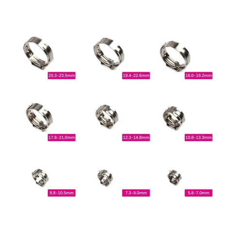 10 Pack Stainless Steel 304 Single Ear Hose Clamps Stepless Clamp With Smooth Inner Band For 360 Degree Seal Corrosion Resistant