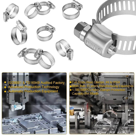 Stainless Steel Hose Clamps 16 Pack Worm Gear Drive SAE 12 Clamps Clamping Range From Half Inch To One And Quarter Inch 14mm To 31mm