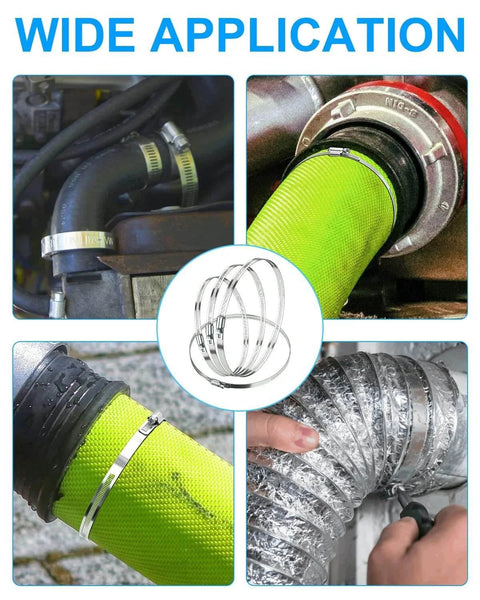 Hose Clamp Set Of Six 12 Inch 304 Stainless Steel Worm Gear Clamps For Fuel Lines Dryers Intercoolers Garden Water Piping