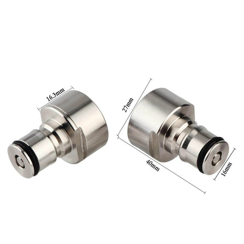 Ball Lock To Sankey Keg Adapter Conversion Kit in stainless steel with food grade silicone washers, five eighth inch thread.