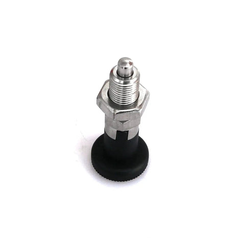 Stainless Steel Self Locking Knob Plunger With Spring Loaded Locking Pin And Reset Spring For Precision Indexing M8 Size Black