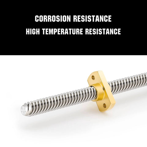 ✝️ 2pc tr8x8 365mm leads screw with t8 brass nut, showing corrosion and temperature resistance, compatible with ender 3 v2