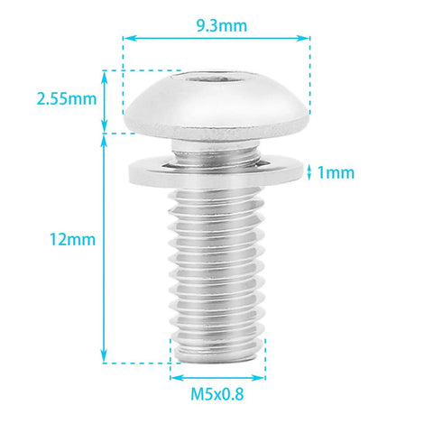 Durable Stainless Steel Water Bottle Cage Bolts With Washers 20 Pack For Bike Rack M5x12mm Hex Socket Button Head