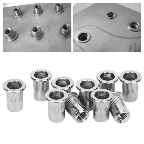 50 Piece Blind Riveting Nuts Set Stainless Steel M6 Threaded Inserts Ribbed Nutserts With Back Flange For Secure Fastening In Metal