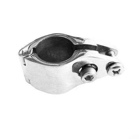 Hinged jaw rail mount clamp for Bimini top, 25mm, marine-grade 316 stainless steel (side view)