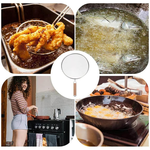 1pc Stainless Steel Explosion-proof Oil Screen Cover Cooking Oil Filter Strainer Pan Cover used for frying and cooking
