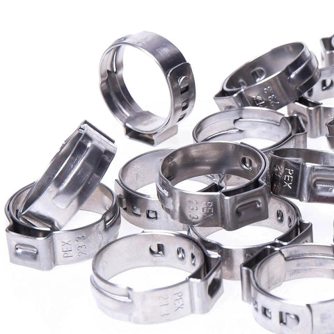 Three Quarters Inch PEX Cinch Clamp Rings in Premium 304 Stainless Steel Thickened Design for 360 Degree Watertight Seals No Bulge Inner Ring