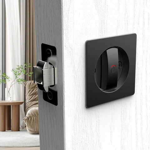 Indicator Pocket Door Lock Set For 1 3 Eighths To 2 3 Sixteenths Inch Doors With Flush Privacy Latch No Keys Required view