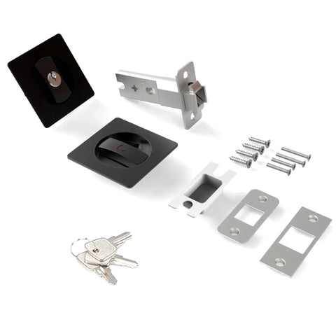 Indicator Pocket Door Lock Set For 1 3 Eighths To 2 3 Sixteenths Inch Doors With Flush Privacy Latch No Keys Required Stainless Steel 304 Construction