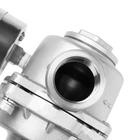 Close-up of Pressure Regulator Water Valve With Gauge For RV Garden And Air Systems Three Quarters Inch NPT Female Stainless Steel 304