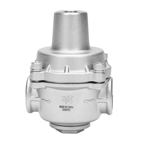 Pressure Regulator Water Valve With Gauge For RV Garden And Air Systems Three Quarters Inch NPT Female Stainless Steel 304 Adjustable Lead Free