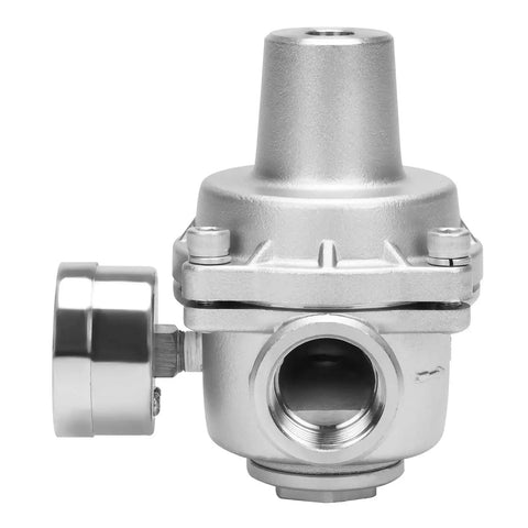 Pressure Regulator Water Valve With Gauge For RV Garden And Air Systems Three Quarters Inch NPT Female Stainless Steel 304