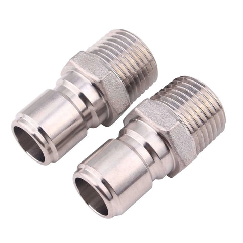 Two Pack Stainless Steel Quick Disconnect Male NPT One Half Inch Brewing Connector Sanitary Fitting For Homebrew, Heavy Duty 304