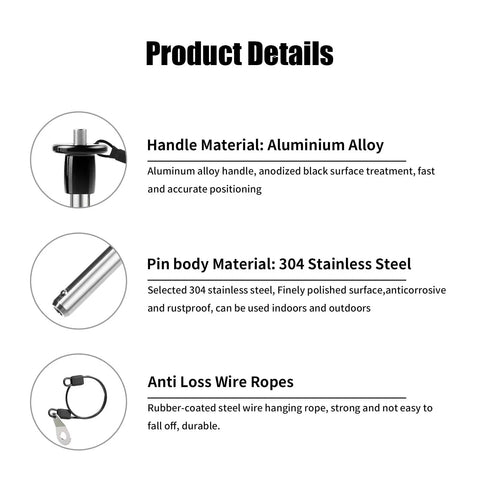 Product details of Heavy Duty Stainless Quick Release Pin VXCICC 0.39 Inch Diameter Ball Locking Pin with materials and features