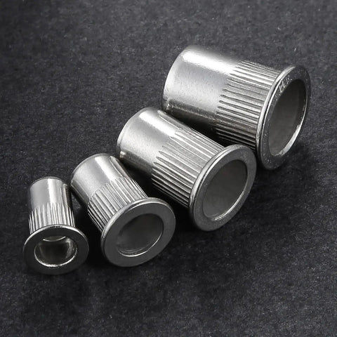 Rivet Nut 1/4 20 UNC Stainless Steel 304 100 Pcs Flat Head Rivnut Threaded Insert Knurled Body for Metal Sheets