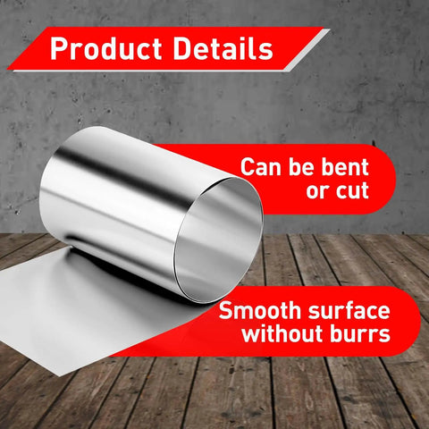 304 Stainless Steel Shim Stock Roll 50 Inch Long 6 Inch Wide 0.008 Inch Thick Full Hard Temper for Crafts and Electronics, rolled view