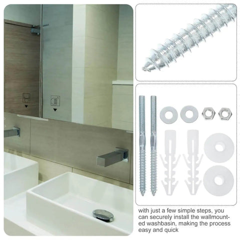 Heavy Duty Stainless Steel Sink Mounting Kit For Wall Mounted Pedestal Sinks With Expansion Plugs And Rubber Washers