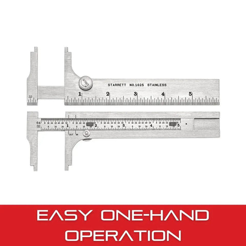 Starrett 1025-6 Slide Caliper Stainless Steel Nib Jaw 0 To 6 Inch Range Pocket Caliper with Precision Readings.