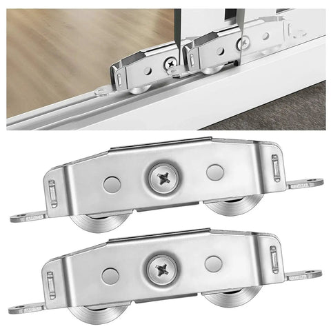 Sliding Door Rollers 2 Pack, 304 Stainless Steel Replacement For Patio Sliding Glass Doors, installed view and close-up