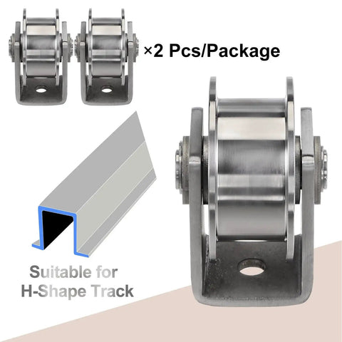 2 Pack 2.7 Inch H Groove Wheel Sliding Gate Caster With Bracket For Inverted Track