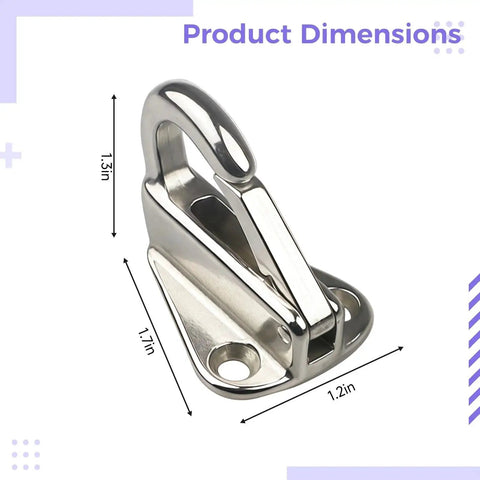 Front view of a heavy-duty stainless steel spring snap hook with loop; marine-grade, rust-resistant, 304 stainless
