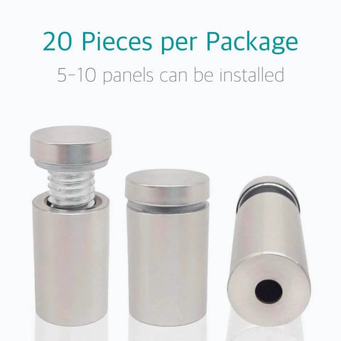 Stainless Steel Standoff Screws For Acrylic Signs And Glass Displays 20 Pack By Lantee, close-up view of three mounts