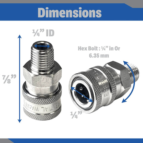 Amazon Essential Washer stainless steel 1/4 in quick-connect male NPT fittings, 5000 PSI, set of 2