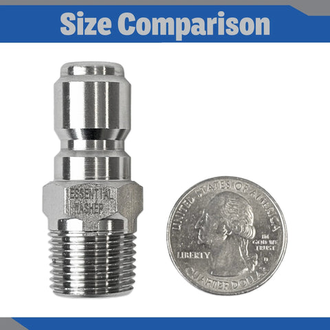 Essential Washer stainless steel 3/8 in NPT plug male fitting for pressure washers, 5000 PSI