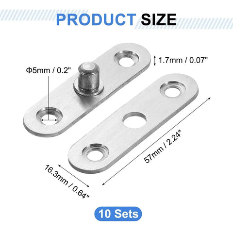 Beefy 10 Pack 360 Degree Rotating Pivot Hinges For Cabinets, 57 X 16.3mm Stainless Steel size details, waterproof, rustproof hardware