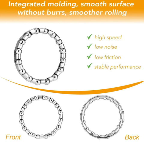 5 By 32 Inch 16 Balls Stainless Steel Bike Headset Bearings Set Of 4 Pieces, front and back view for mountain bikes, close-up image.