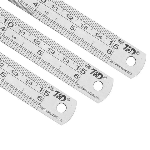 Stainless Steel Ruler Metal Straight Edge 6 Inch Ruler Set 12 Pack Durable Non Bendable Rust Resistant Safety Edge 0.9 Millimeter Thick