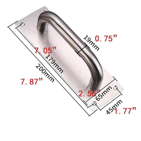 Stainless Steel 2 Pack Push Pull Door Plate Handle 8 Inch Heavy Duty Barn Door Pull With Mounting Screws Silver dimensions diagram