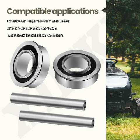 2 Sets Upgrade Stainless Steel Front Axle And Bearing Conversion Kit For Mowers With 6 Inch Wheel Sleeves