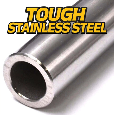 Close-up of stainless steel axle sleeve from Heavy Duty Switch 2 Front Wheel Bearing Rebuild Kit With Axle Sleeve For Scag Lawn Mowers 43581 482621 482622 43584 304 Stainless Steel Axle And Upgraded Spring Loaded Seals.