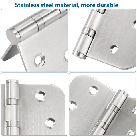 Close-up of 4 Inch Ball Bearing Door Hinges Stainless Steel Heavy Duty For Interior Doors, silver finish, set of 3.