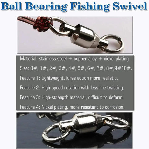Heavy Duty Ball Bearing Swivel Connector Set For Saltwater And Freshwater Fishing 25 Pieces 31 Lb Rating, features stainless steel swivels.