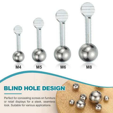 Ball Nuts Knob M12x38mm in 304 Stainless Steel with M12x1.75 Thread showing various sizes for machinery and hardware.